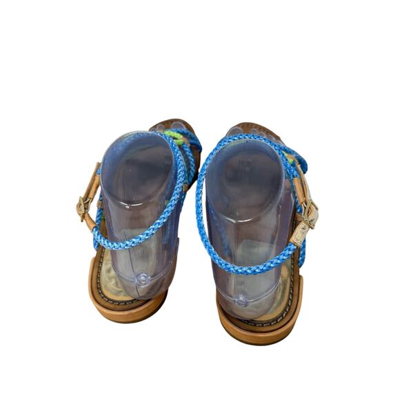 Stuart Weitzman Cordy Rope Braided Blue Green Sandals Preppy Vacation Womens 7 - Picture 3 of 7